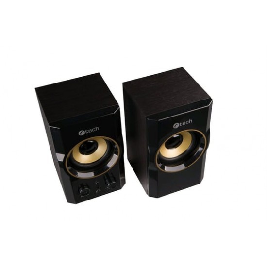 Reproduktor C-Tech SPK-11, 2.0, Wood, Black-Gold, Jack/USB